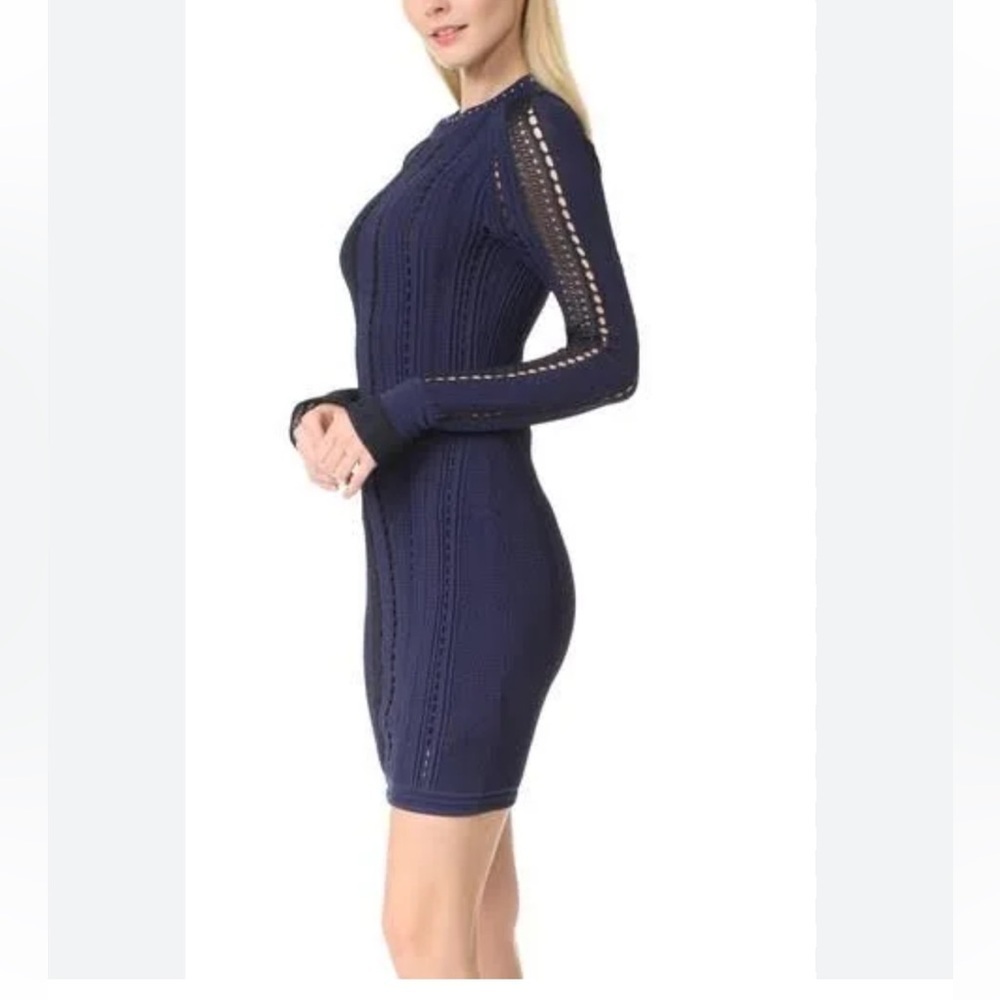 3.1 Phillip Lim Navy Lace Blue Long Sleeve Mini Dress
